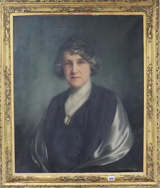 Daisy Radcliffe Beresford (active 1904-1938), Head and shoulder portrait of Mrs Jane Paxon Dore, signed and dated 1935, oil on canvas